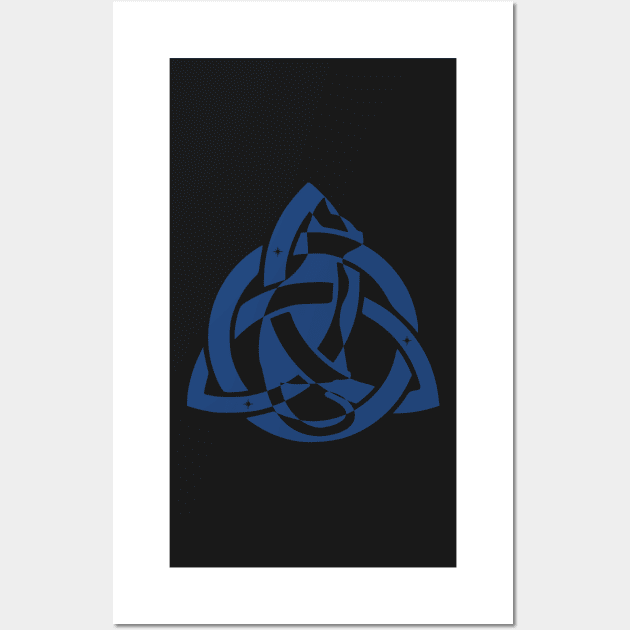 Blue Celtic Triquetra Cat Stars | Kitty Silhouette Wall Art by DepicSpirit